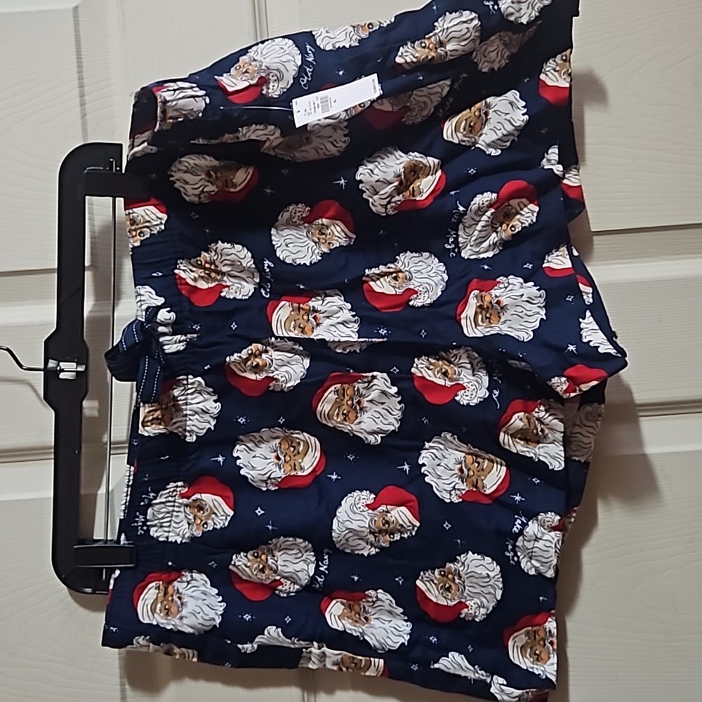 OLD NAVY JINGLE JAMMIE SLEEP SHORTS: SANTA PRINT: BLUE: NEW WITH TAGS: SIZE XL